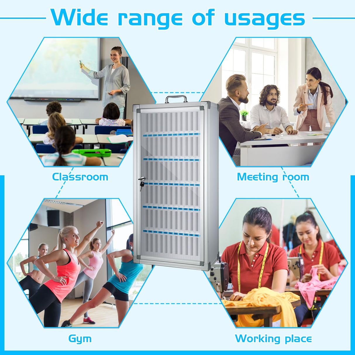 Amylove Cell Phone Locker Cabinet Aluminum Alloy Pocket Chart Storage Locker Box Cabinet Wall-Mounted Cell Phones Storage Cabinet Cell Phones Locker Amylove