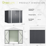 Greesum Metal Outdoor Storage Shed 6FT x 4FT, Steel Utility Tool Shed Storage House with Door & Lock, Metal Sheds Outdoor Storage for Backyard Garden Patio Lawn (6' x 4'), Gray Greesum