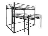PVWIIK Full Triple Bunk Bed with Side Ladder & Guardrails for Dorm,Bedroom,Guest Room,Metal Full Triple Bunk Bed for Adult,Kids,Reinforcement Design,Space Saving Design,No Box Spring Needed, Black PVWIIK
