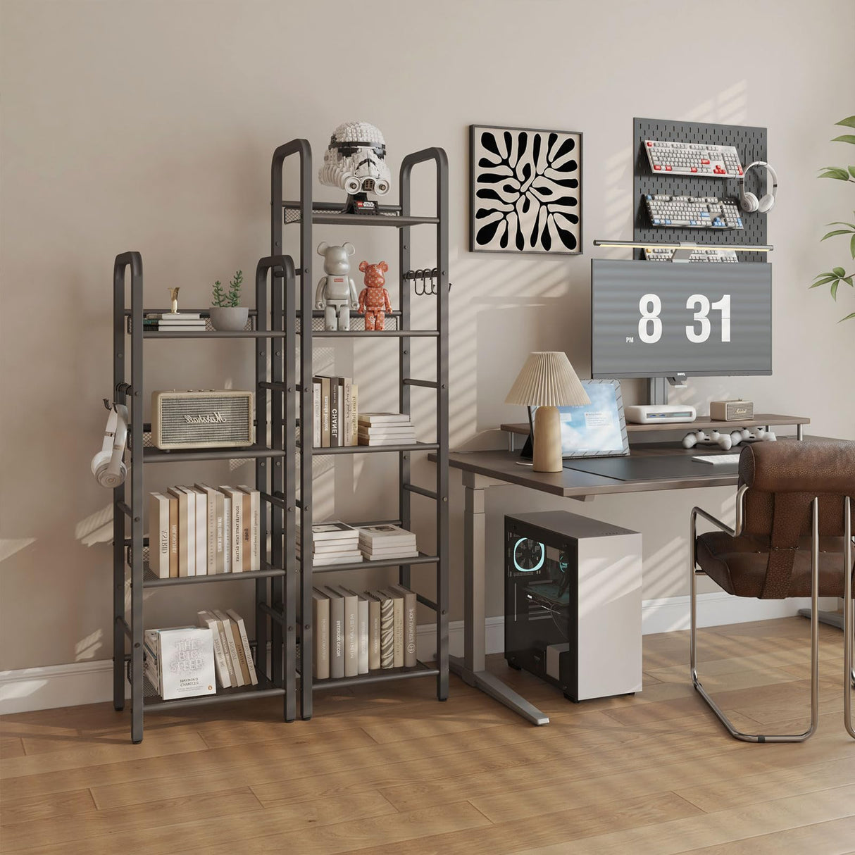 YMYNY 4 Tier Bookshelf, Freestanding Bookcase for Living Room, Bedroom, Home Office, Multi-Functional Storage Rack Organizer, Display Rack with Metal Frame, Rust Resistance, Black, UHBC054B YMYNY