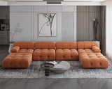 JACH U-Shaped Modular Sectional Couch, 138"" Minimalist Velvet Sofas, Convertible Couches, Mid-Century Modern Sectional Sofa with Chaise Ottomans for Living Room Apartment (Orange), 105OR-U-U JACH