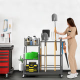 EVERHANGER Garden Tool Organizer Stand, Garage Tool Storage Organization, Yard Tool Racks with lockable wheels, Fit for Long-Handled Tools/Rakes/Brooms EVERHANGER