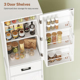 TEENFON Tall Storage Cabinet with 3 Door Shelves & 1 Drawer, Narrow Kitchen Pantry Cabinet for Living Room, Bathroom, Entryway, White TEENFON