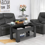Ruesleag Lift Top Coffee Table w/Hidden Compartment and Storage Shelf,Retro Wooden Lift Tabletop Dining Table Multifunctional Wooden Working Table for Living Room Office Reception Room,39.4in L,Black Ruesleag
