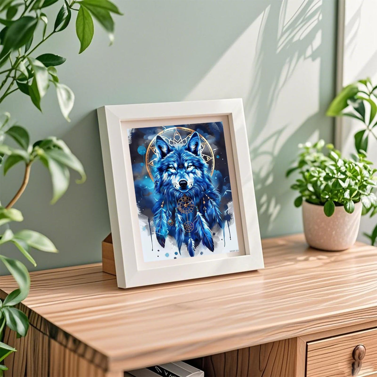 MOER SKY 5D Diamond Painting, Dream Catcher Wolf Diamond Painting Kits Full Round Gemstone Art, Fun Gifts, Room Decor St Patricks Day Decor Home Decor 12x16 Inch MOER SKY