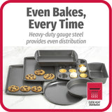 GoodCook Everyday 7-Piece Non-Stick Bakeware Set – 2 Cookie Sheet Pans, Round Cake Pan, Loaf Pan, Pizza Pan, Bake & Roast Pan, 12-Cup Muffin Pan - Baking Supplies, Baking Pans Set GoodCook