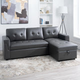 Naomi Home Jenny Sectional Sofa Sleeper with Storage Chaise, Tufted Pull Out Couch with Storage, Sectional Sofa Bed, L-Shaped Reversible Sleeper Sofa with Storage, Dark Gray,Air Leather Naomi Home