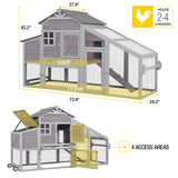 AIVITUVIN Chicken Coop with Nesting Box Mobile Chicken House on Wheels for 2-4 Chickens Rabbit Hutch Pull-Out Tray Wooden Poultry Cage Aivituvin