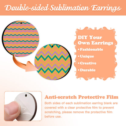 ZOCONE 60 Pcs Sublimation Earrings Blank, Earring Blanks for Sublimation Printing, Unfinished Round Heat Transfer Earring Pendant with Earring Hooks Cardboard Bags for Women DIY Earring Project