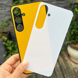 5PCS Sublimation Blanks Phone Case Bulk Covers Compatible with Samsung Galaxy S24 5G, Support Wireless Charging, Easy to Sublimate DIY, 2 in 1 2D Soft Rubber Case + Tempered Glass Inserts JUSTRY