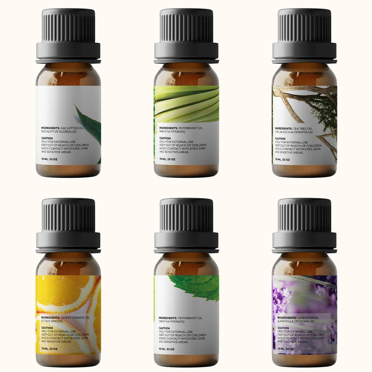 Essential Oils Set by Pure Aroma - Top 6 Aromatherapy Oils Gift Set-6 Pack, 10ml (Eucalyptus, Lavender, Lemongrass, Sweet Orange, Peppermint, Tea Tree) Pure Aroma