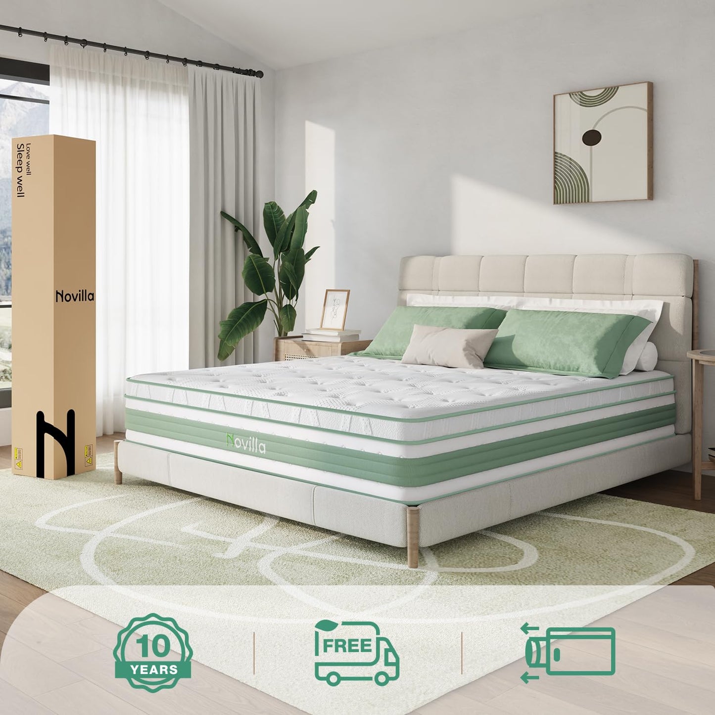 Novilla Twin Size Mattress, 12 Inch Hybrid Mattress in a Box, Gel Memory Foam Mixed High High Resilience Foam for Quality Sleep, Pressure Relief, Medium Firm Mattress with Knitted Cover