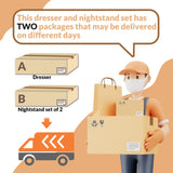 Tradare 7 Drawer Dresser and Night Stand Sets for Bedroom, Two Drawers Nightstand Set of 2 & 7 Drawer Dresser with Gold Handle, Modern White and Gold Dresser Set Tradare