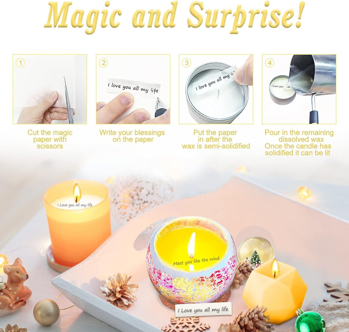 Candle Making Kit for Adults Beginners,Candle Making Supplies Include Soy Wax for Candle Making,Candle Wax Melting Pot,Candle Wicks Stickers,Magic Paper and More-DIY Candle Kit,Full Crafts for Adults Yzoo