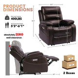 EONIX Real Zero Clearance Wall Hugger Recliners, Power RV Recliner Chairs for Small Spaces, Dual Motor Home Theater Recliners with Massage and Heat, SXXY003992, Dark Brown EONIX
