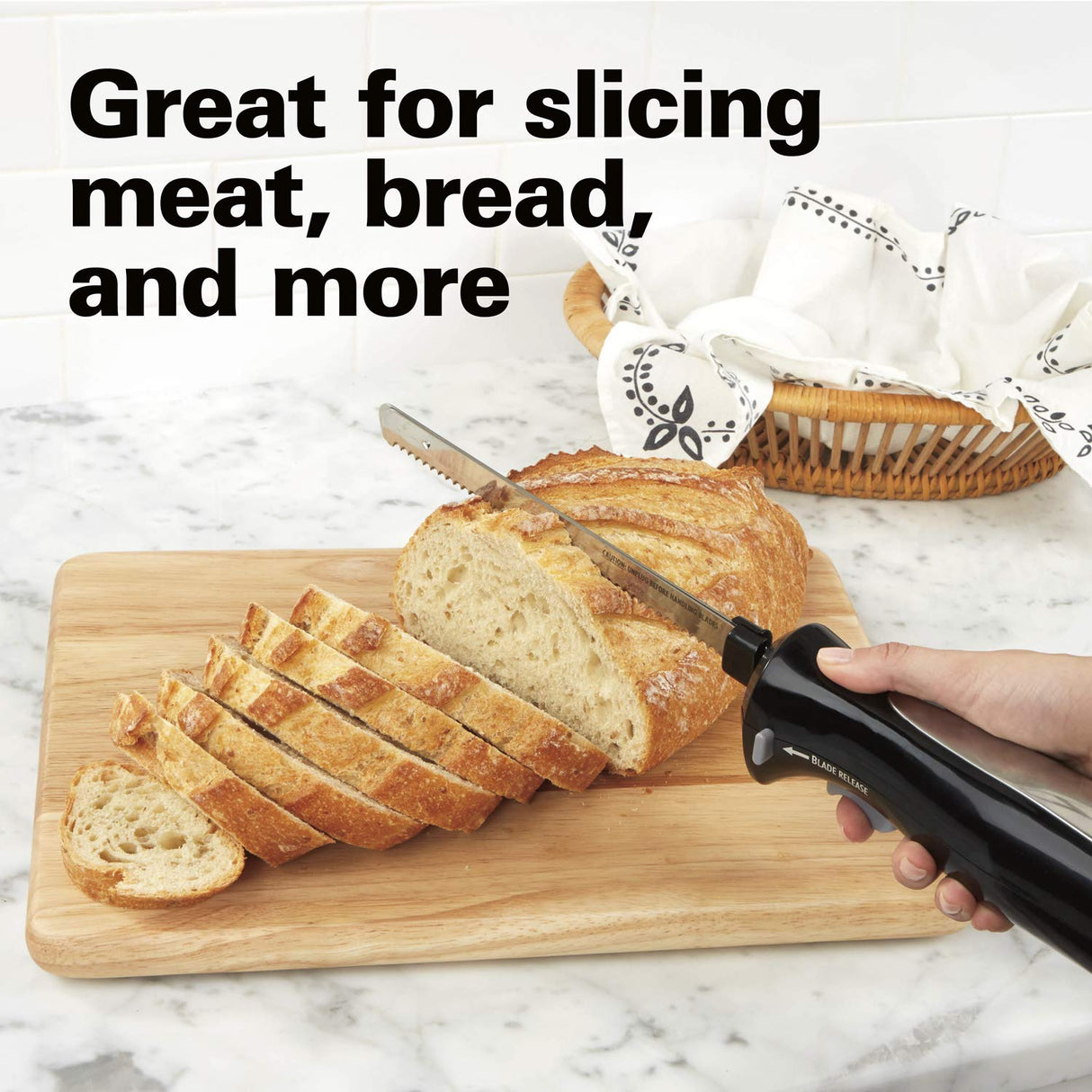 Hamilton Beach Set Electric Carving Knife for Meats, Poultry, Bread, Crafting Foam and More, Storage Case and Serving Fork Included, Black (74277) Hamilton Beach