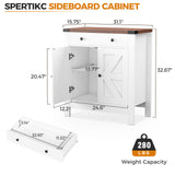 SPERTIKC Coffee Bar Cabinet, Farmhouse Sideboard Buffet Cabinet with Storage, White Kitchen Storage Cabinets with Large Drawer,2 Doors, Adjustable Shelves for Dining Room,Living Room SPERTIKC