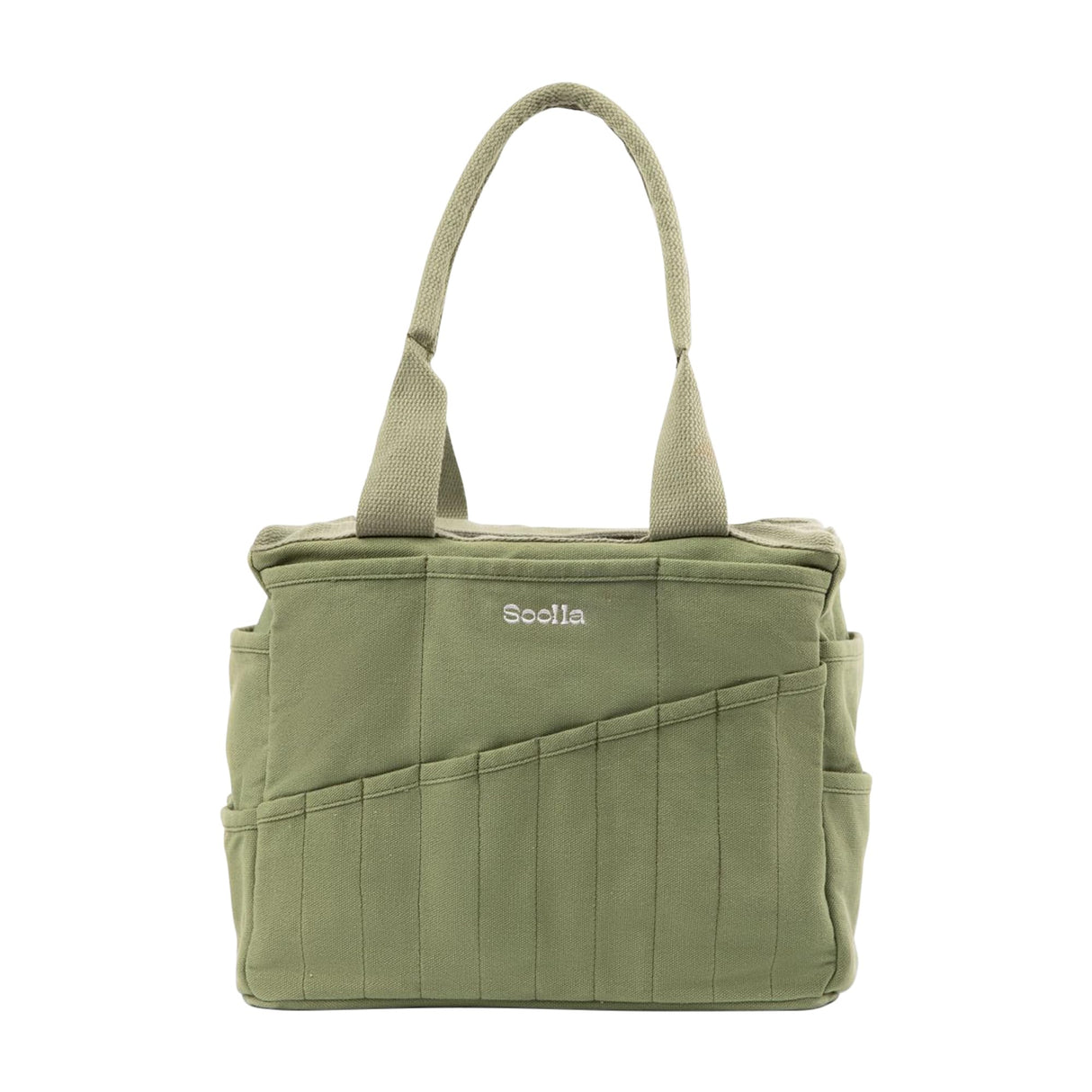 Soolla Studio Bag: Pottery Tool Bag, Art Supply Storage, Knitting Yarn Organizer, Crochet Projects, & Washable Craft Tote, 30 Pockets, 25+ Canvas Colors, Student Artist Gift (Ganja Green) Soolla
