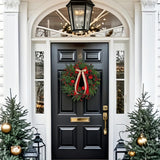 ARTINCRAFIO 24 Inch Christmas Wreath: Includes Red Bow & Zipped Storage Bag - Red Apple Berry Lush Foliage Wreaths for Front Door - Perfect Easy Post-Season Storage for Year-Round Use ARTINCRAFIO