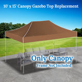 YardGrow 10x15 FT Pop Up Canopy Top Canopy Tent Replacement Top Gazebo Tent Cover ONLY (Brown) YardGrow