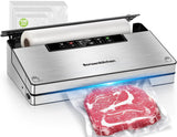 Bonsenkitchen Vacuum Sealer Machine, Food Sealer with 5 Modes, Globefish Technology for High-Speed Continuous Working, Built-in Cutter & Bag Storage, Include 100 Vacuum Bags & 1 Roll Bag, Black Bonsenkitchen