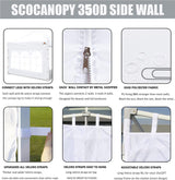 SCOCANOPY SideWall with Window for 10x10 Canopy Frame, 2 Pcs Sunwalls Only,White SCOCANOPY