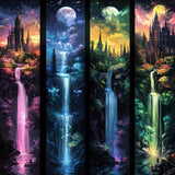 Moon With Castle Waterfall Diamond Painting Kits for Adults,5D Full Drill Mosaic Diamond Art Kits for Beginner, DIY Diamond Dots Paintings With Arts Craft For Adults Home Decor 13.8×13.8Inch SHICERNHJ