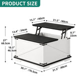 YITAHOME Farmhouse Lift Top Coffee Table, Square Wood Center Table with Large Hidden Storage Compartment for Living Room, Rustic Cocktail Table with Lift Top for Home Office, White and Black YITAHOME