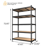 MUPATER 48" W x 24" D x 72" H Metal Storage Shelves, 5 Tier Shelves and Adjustable Shelves, Garage Shelving Unit, Standing Utility Shelf Racks for Pantry Warehouse Kitchen MUPATER