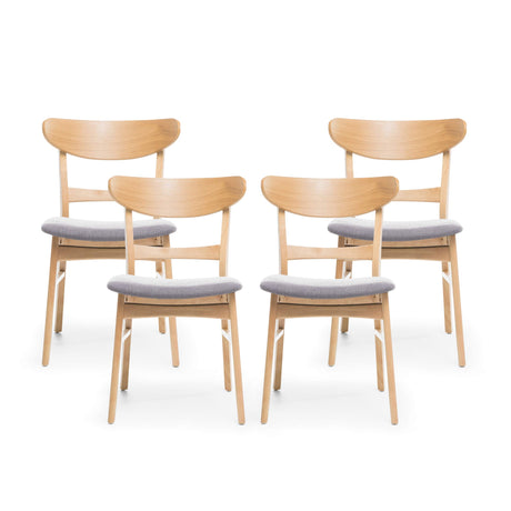 Christopher Knight Home Heather Mid-Century Modern Dining Chairs (Set of 4), Dark Gray, Natural Oak Christopher Knight Home