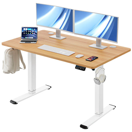 MOUNTUP Electric Height Adjustable Standing Desk, 48 x 24 Inches Sit Stand Desk with Memory Controller, Ergonomic Stand Up Desk for Home Office with Splice Board, Oak MOUNTUP