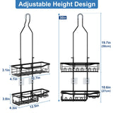 Joqixon Shower Caddy, Upgraded Extended Length Shower Caddy Over Showerhead No Blocking to Shower Head, Rustproof Shower Organizer with Hooks Shampoo Soap Holder, Bathroom Large Hanging Shower Caddy Joqixon
