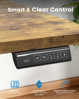 Zelimon Sit Stand Desk Adjustable Height 48"× 24" Memory Computer Stand Up Desk for Home Office Study Table with Hook, Rustic Brown Zelimon