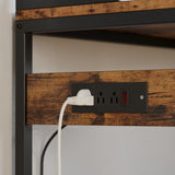 IRONCK Bakers Rack with 2 Storage Cabinets and Power Outlet, 45.3 Inch Industrial Coffee Bar Cabinet Shelves, Kitchen Microwave Stand with Storage, Vintage Brown IRONCK