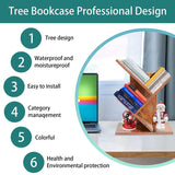 ZRWD Tree Bookshelf, 3-Tier Small Book Storage Organizer Shelves Floor Standing Bookcase, Wood Storage Rack for Office Home School Shelf Display for Cd/Magazine(Rustic Brown) ZRWD