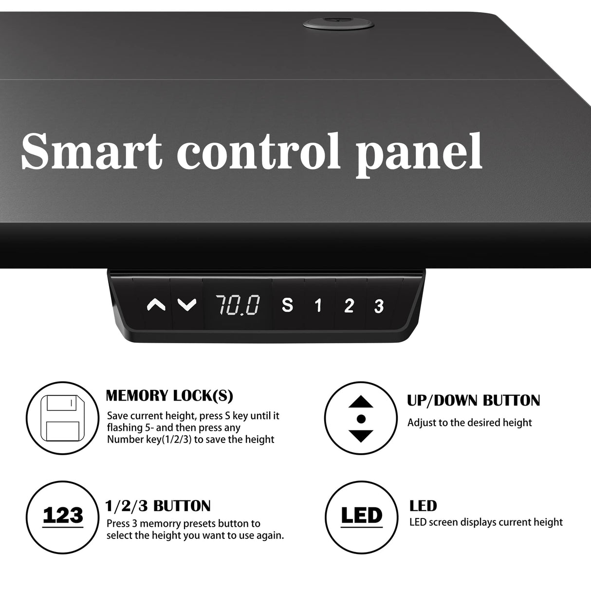 Meilocar Height Adjustable Electric Standing Desk, Sit Stand Computer Desk w/Memory Controller, Home Office Workstation Stand up Desk with Splice Board, 55" x 24" Tabletop (Black Top + Black Frame) Meilocar