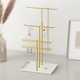 susswiff Jewelry Holder Organizer Stand - Adjustable Jewelry Tree 17.5" Height (Max), Jewlery Hanger for Necklaces, Bracelets, Earrings, Aesthetic for Storage and Display, Metal, Gold and White susswiff