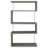Coaster Home Furnishings Emelle 4-Shelf Bookcase with Glass Panels Grey Driftwood Coaster Home Furnishings