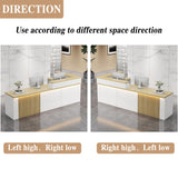 Front Desk Reception Counter，L Shaped Modern Reception Desk Commercial Checkout Counter with Lockable Drawer & LED Lights for Salon Office Lobby Barbershop Store Generic