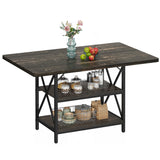 DWVO Dining Room Table 47 Inch Rectangle Dining Table for 4 People Farmhouse Kitchen Table Rustic Dinner Table with Storage Shelf and Heavy Duty Metal Legs for Home Apartment DWVO