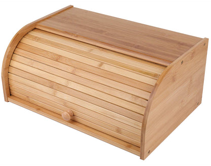 Lawei Bamboo Bread Box, Large Natural Roll Top Wood Bread Box, Countertop Bread Storage Bin, Bread Boxes Holder for Kitchen Food Storage, No Assembly Required - WoodArtSupply