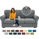 XINEAGE 2024 Newest 4 Pieces Couch Covers for 3 Cushion Couch Super Stretch Thick Soft Sofa Cover Anti Slip Sofa Slipcover Dogs Cats Furniture Protector (Light Gray, 71"-91") XINEAGE