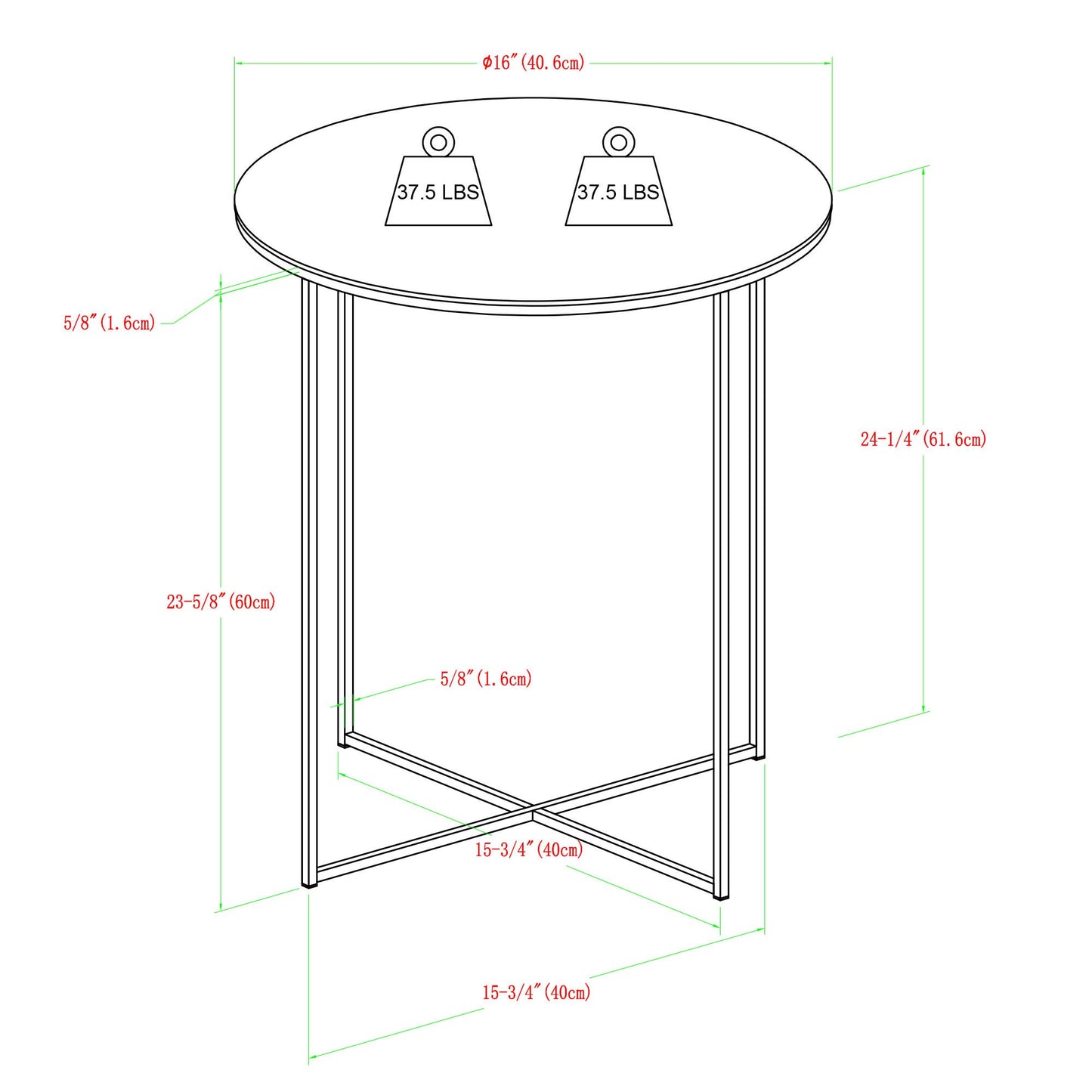 Walker Edison Cora Modern Faux Marble Round Accent Table with X Base, 16 Inch, Marble and Gold - WoodArtSupply