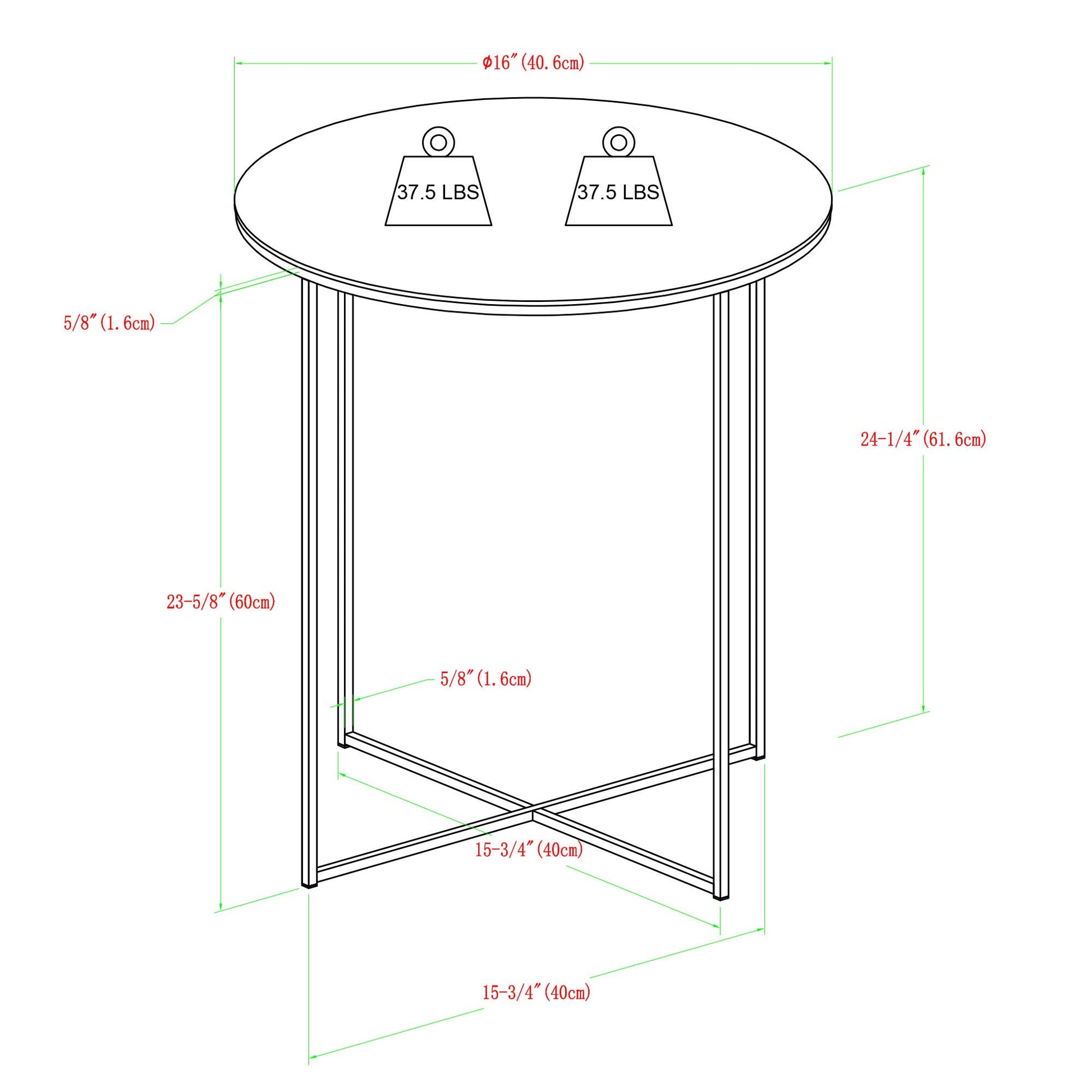 Walker Edison Cora Modern Faux Marble Round Accent Table with X Base, 16 Inch, Marble and Gold - WoodArtSupply