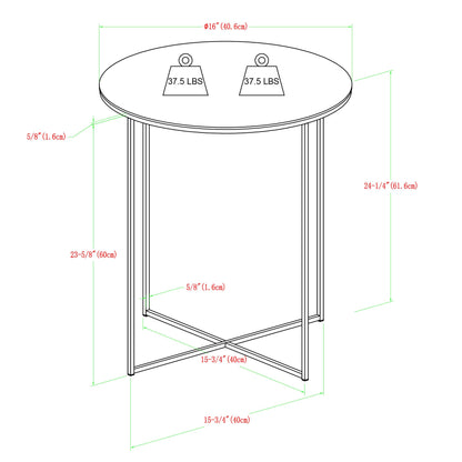 Walker Edison Cora Modern Faux Marble Round Accent Table with X Base, 16 Inch, Marble and Gold - WoodArtSupply