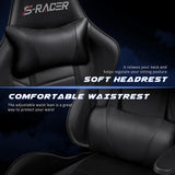 Homall Gaming Chair Massage Computer Office Chair Ergonomic Desk Chair with Footrest Racing Executive Swivel Chair Adjustable Rolling Task Chair (Black) Homall