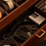 KAMIER High End Wooden Watch Box with 6 Slots & Glass Lid - 2-Layer Jewelry Organizer for Men - Watch Display Case, Ideal Business Gift for Watch Enthusiasts （with Gift Box）, Walnut KAMIER