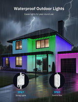 200FT Permanent Outdoor Lights, 100 Smart Waterproof IC+RGBCW LED Eaves with Warm White & Cool White, Halloween Christmas Permanent Light with 48 Scenes Mode for All Holiday Decor Party Daily Lighting lemonlovely
