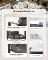 Oasbira Aluminum Outdoor Patio Furniture Set with Coffee Table, 4 Piece Patio Conversation Sets with Washable Thick Cushions, Patio Sectional Furniture Set for Porch, Balcony, Deck, Graphite Oasbira