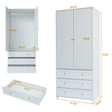 PHOYAL Wardrobe Closet Armoire, 71 "Wardrobe Armoire Wooden Closet with 4 Doors, 6 Drawers Household Freestanding Wooden Closet Storage Cabinet for Bedroom, White - 2 PHOYAL